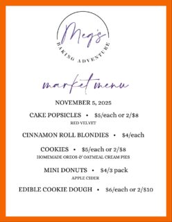 Come see me today for so many sweet treats at Clemson Farmer’s market! Mix and match cakesicles and cookies! Enjoy some apple cider donuts and some BEAUTIFUL weather!